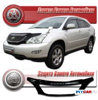 Дефлектор капота Toyota Harrier II (2003-2009) с обл. радиатора, черный, СА-Пластик