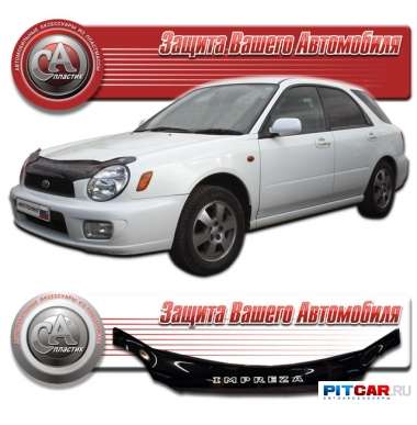 Дефлектор капота Subaru Impreza II (1999-2002), кузов GGA, GGB, черный, СА-Пластик