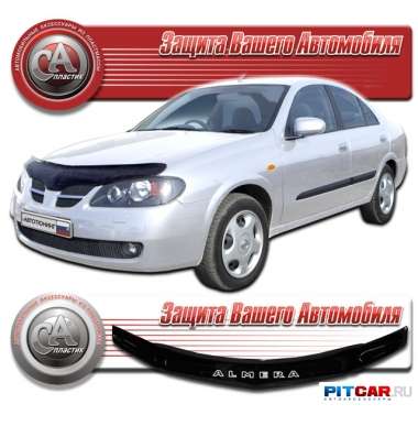 Дефлектор капота Nissan Almera CLASSIC (2006-), черный, СА-Пластик