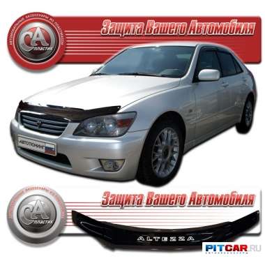 Дефлектор капота Toyota Altezza (1998-2005), кузов E10-E15, черный, СА-Пластик