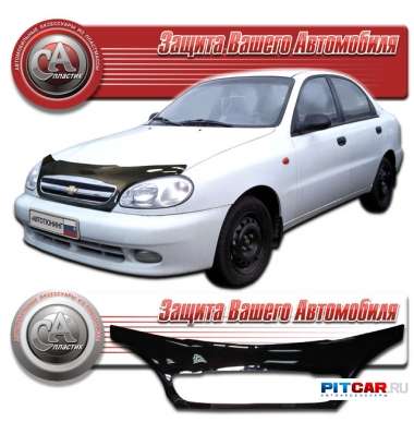 Дефлектор капота Chevrolet Lanos (2005-) с обл. радиатора, черный, СА-Пластик