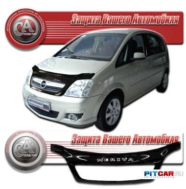 Дефлектор капота Opel Meriva (2002-2010) с обл. радиатора, черный, СА-Пластик