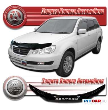 Дефлектор капота Mitsubishi Airtrek SUV (2001-2005), черный, СА-Пластик