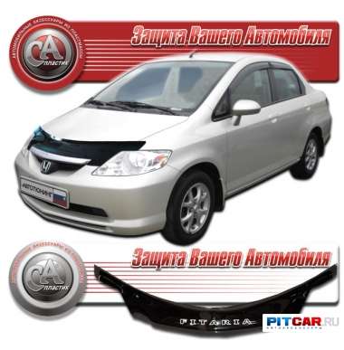 Дефлектор капота Honda Fit ARIA (2002-2008), черный, СА-Пластик