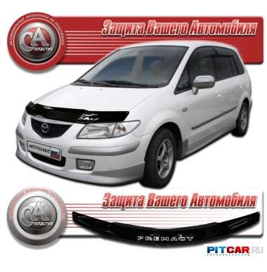 Дефлектор капота Mazda Premacy (1999-2005), черный, СА-Пластик