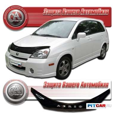 Дефлектор капота Suzuki Aerio (2001-), кузов RB-21S, черный, СА-Пластик