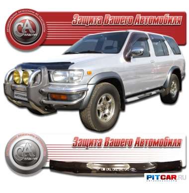 Дефлектор капота Nissan Terrano II (1996-1999), кузов R50 до рестайлинга, черный, СА-Пластик