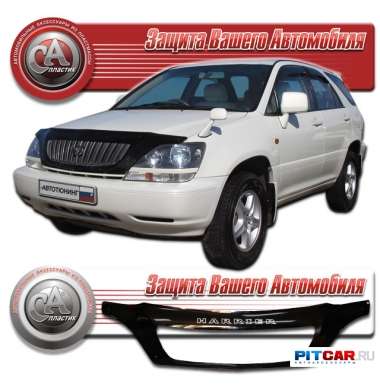 Дефлектор капота Toyota Harrier I (1997-2003) с обл. радиатора, черный, СА-Пластик