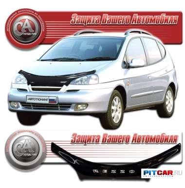 Дефлектор капота Chevrolet Rezzo (2005-), черный, СА-Пластик