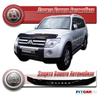 Дефлектор капота Mitsubishi Pajero IV (2006-), черный, СА-Пластик Дефлектор капота Mitsubishi Pajero IV (2006-), черный, СА-Пластик
