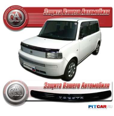 Дефлектор капота Toyota Bb (2000-2005), кузов NCP30, черный, СА-Пластик