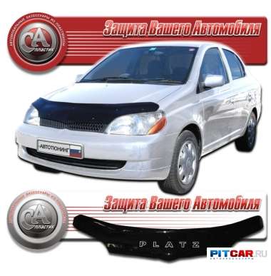 Дефлектор капота Toyota Platz (1999-2002), кузов P11, черный, СА-Пластик