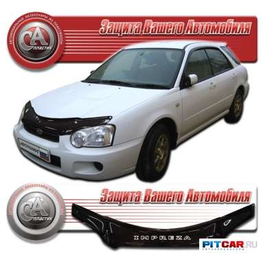 Дефлектор капота Subaru Impreza II (2003-2005), кузов GD2, GDA, черный, СА-Пластик