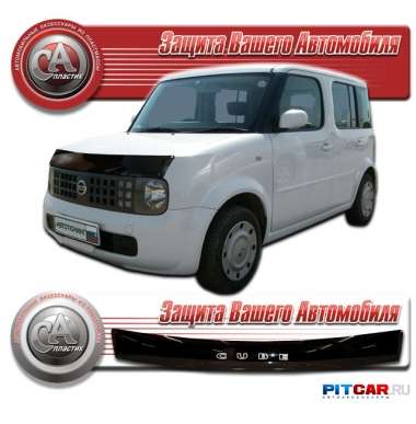 Дефлектор капота Nissan Cube II (2002-), кузов Z11, черный, СА-Пластик