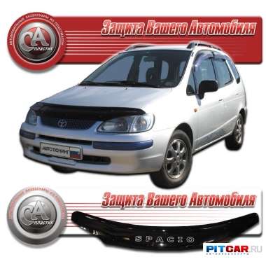 Дефлектор капота Toyota Spacio (1997-2001), кузов E11, черный, СА-Пластик