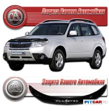 Дефлектор капота Subaru Forester (2008-), черный, СА-Пластик