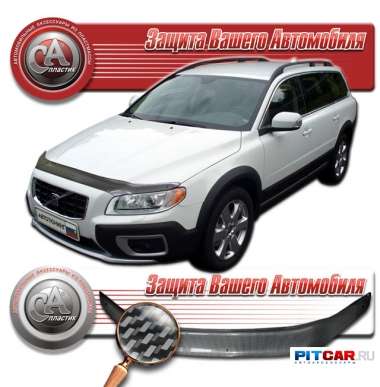 Дефлектор капота Volvo XC70 (2007-) карбон серебро, СА-Пластик