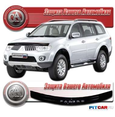 Дефлектор капота Mitsubishi Pajero SPORT II (2008-), черный, СА-Пластик Дефлектор капота Mitsubishi Pajero SPORT II (2008-), черный, СА-Пластик