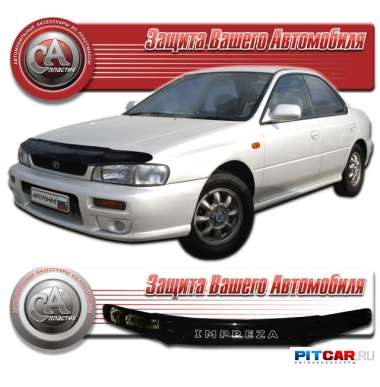 Дефлектор капота Subaru Impreza I (1994-1999), кузов GC1-GC8, черный, СА-Пластик