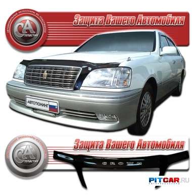 Дефлектор капота Toyota Crown (1999-2003), кузов S170, черный, СА-Пластик