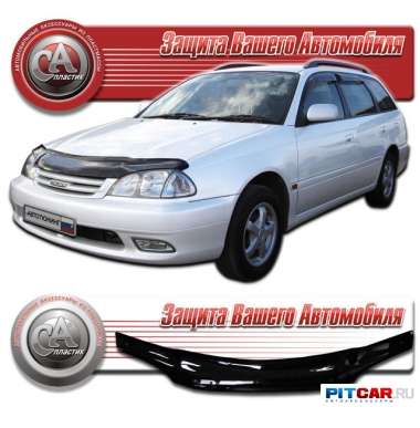 Дефлектор капота Toyota Caldina (1997-2002), кузов T210-T215, черный, СА-Пластик