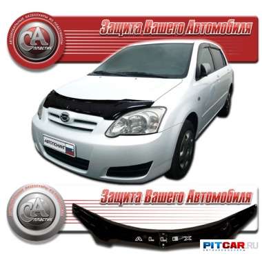 Дефлектор капота Toyota Allex (2002-2006), кузов E12, черный, СА-Пластик