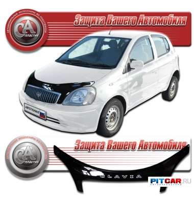 Дефлектор капота Toyota Vitz Clavia (1999-2003), черный, СА-Пластик