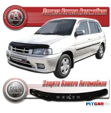 Дефлектор капота Mazda Demio (1997-2003), кузов DW, черный, СА-Пластик