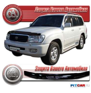 Дефлектор капота Toyota Land Cruiser 100 (1998-2006), черный, СА-Пластик