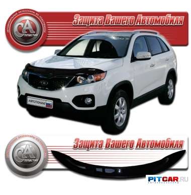 Дефлектор капота Kia Sorento II XM (2009-), черный, СА-Пластик