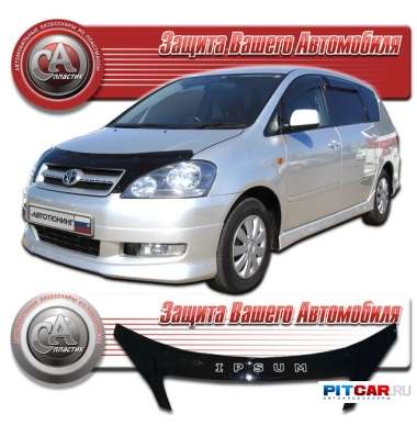 Дефлектор капота Toyota Ipsum (2001-2003), кузов M20, черный, СА-Пластик