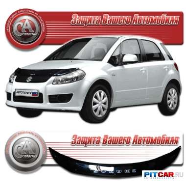 Дефлектор капота Fiat Sedici (2006-), черный, СА-Пластик