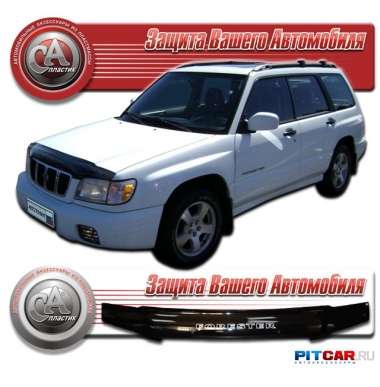 Дефлектор капота Subaru Forester (2000-2002), кузов SF-9, черный, СА-Пластик