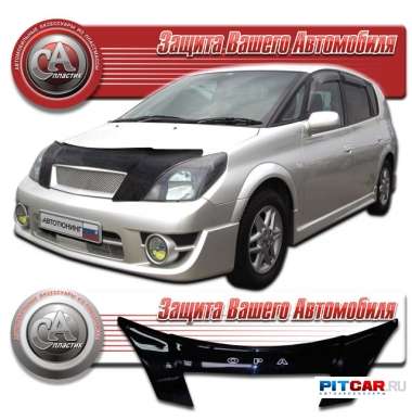 Дефлектор капота Toyota Opa (2000-2005), кузов T10-T15, черный, СА-Пластик