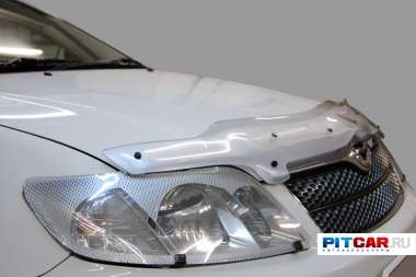 Дефлектор капота Nissan Pathfinder III (2005-2010) шелкография серебро, СА-Пластик