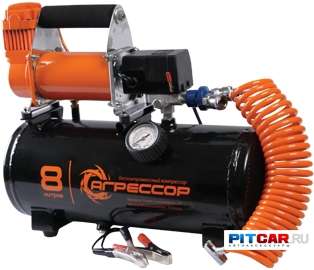 Компрессор металлический, с ресивером 8л., 12V, 420W, Agressor
