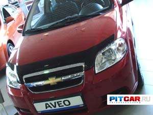 Дефлектор капота для Chevrolet Aveo (2003-2006), черный, Sim