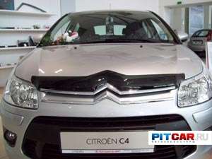 Дефлектор капота для Citroen C4 (2008-2010), черный, Sim