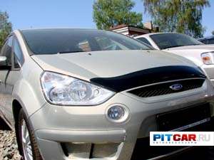 Дефлектор капота для Ford S-Max (2006-2010), черный, Sim