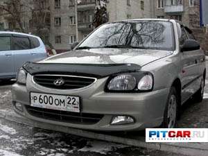 Дефлектор капота для Hyundai Accent (2000-), черный, Sim