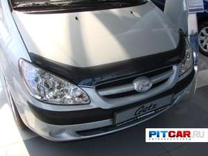 Дефлектор капота для Hyundai Getz (2005-), черный, Sim