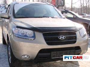 Дефлектор капота для Hyundai Santa Fe (2006-), черный, Sim