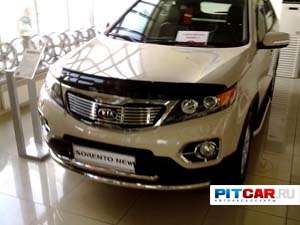 Дефлектор капота для Kia Sorento (2010-), черный, Sim