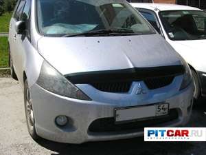 Дефлектор капота для Mitsubishi Grandis (2004-), черный, Sim