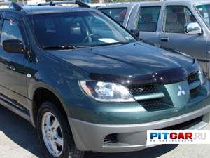 Дефлектор капота для Mitsubishi Outlander (2002-2007), черный, Sim