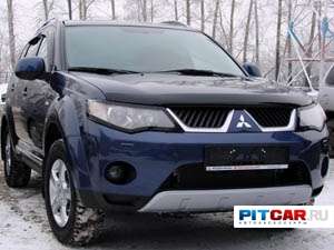 Дефлектор капота для Mitsubishi Outlander XL (2007-2009), черный, Sim