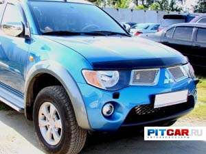 Дефлектор капота для Mitsubishi Pajero Sport (2008-), черный, Sim Дефлектор капота для Mitsubishi Pajero Sport (2008-), черный, Sim