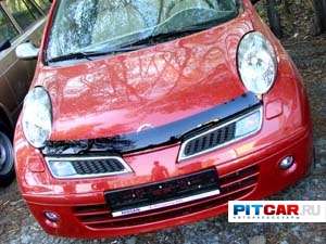 Дефлектор капота для Nissan Micra (2003-), черный, Sim