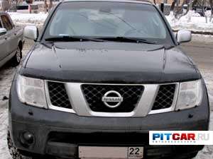 Дефлектор капота для Nissan Navara (2005-), черный, Sim