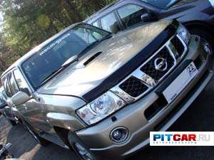 Дефлектор капота для Nissan Patrol (2004-2010), черный, Sim